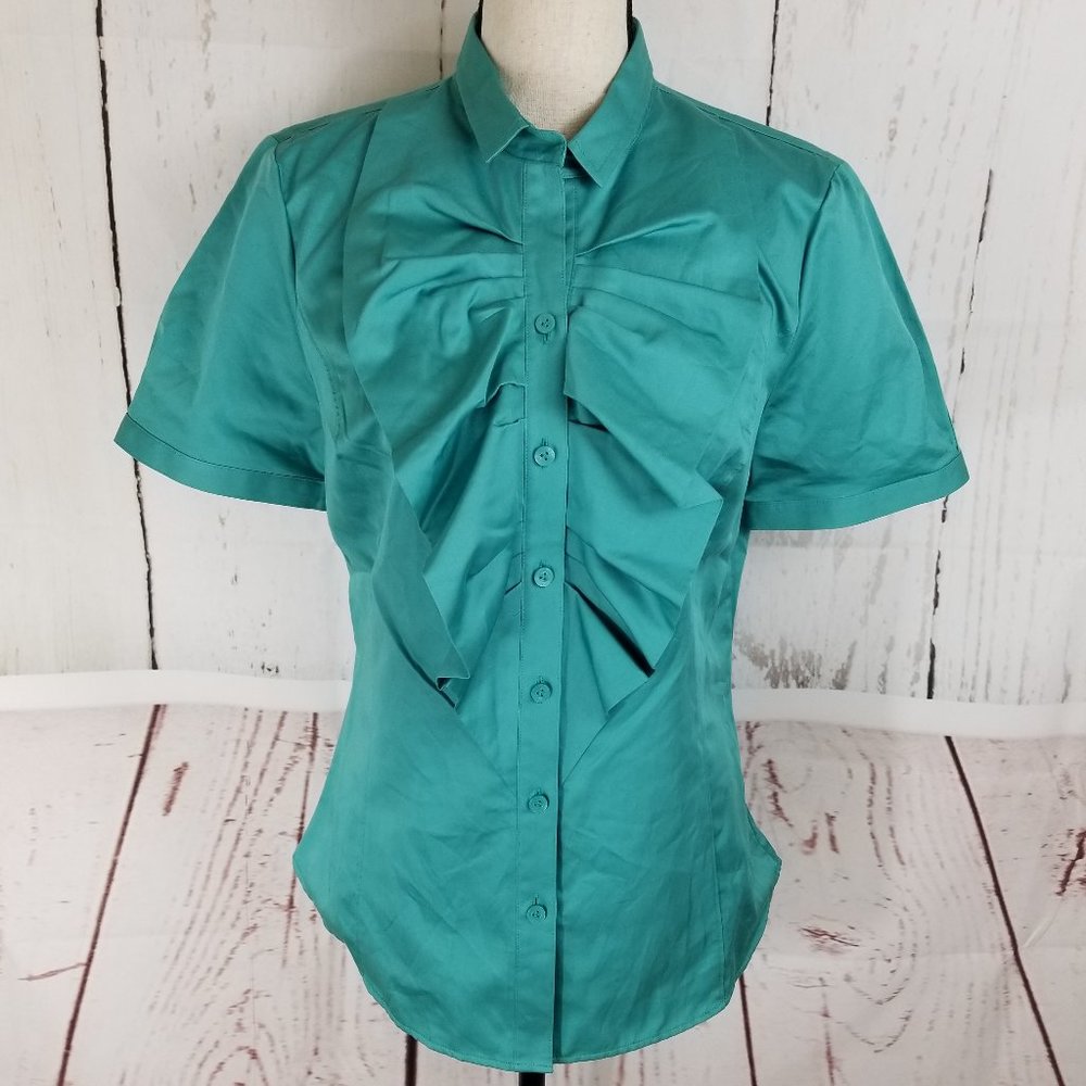 Alex Marie Button Down Shirt Sz 10 Teal